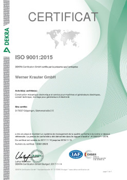 DEKRA Zertifikat ISO 9001:2015 F